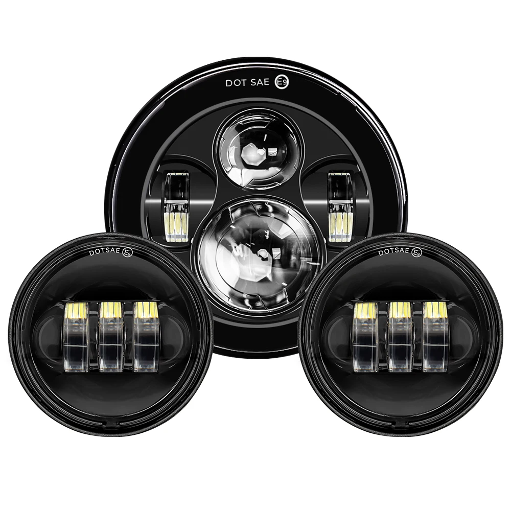 Motorfiets 7 inch Moto LED Koplamp met 4-1/2 "4.5 inch LED Extra Mist Passeren Licht lamp voor Harley Touring Electra Glide