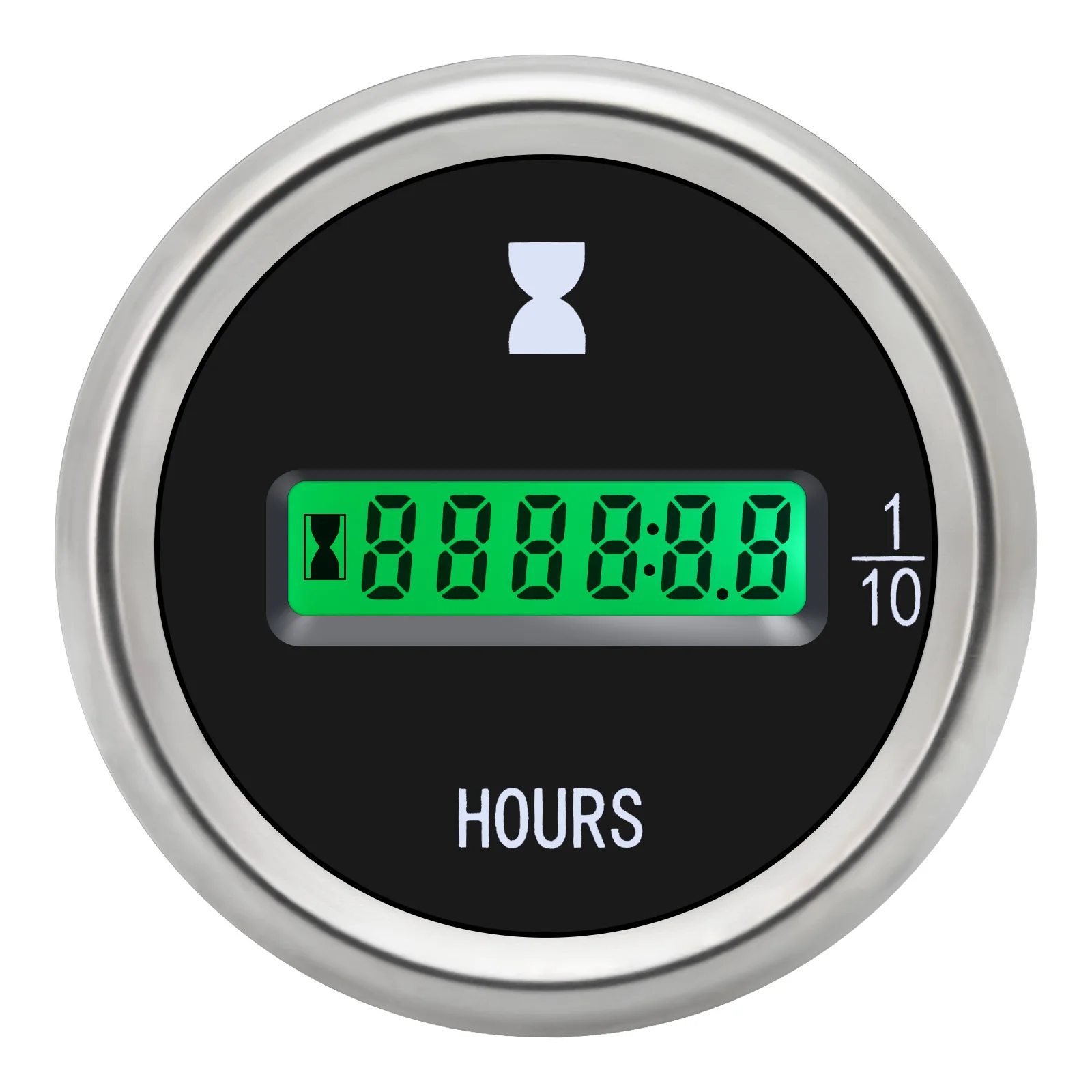 52mm Hour Meter Gauge LED Digital Car Timer Gauge with Green Backlight Waterproof Hourmeters for ATV Truck Marine Boat 12V 24V