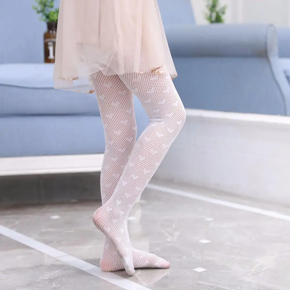 Sweet Elastic Kid Lolita Princess Girl Lace Stockings Fishnet Tights Hollow Heart Children Leggings