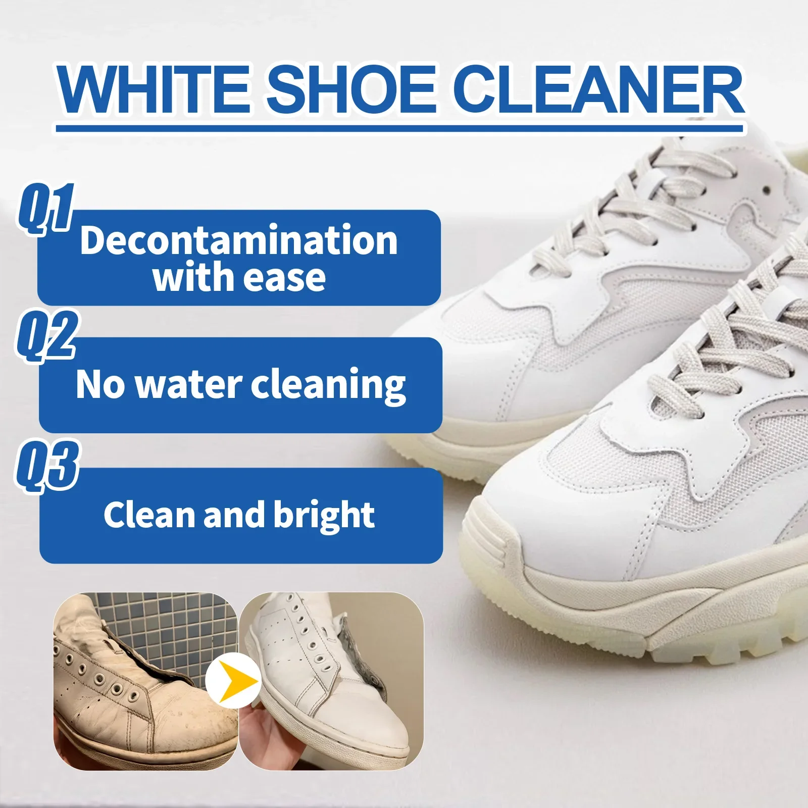 White Shoe Cleaner Stain Removal Leather Sneaker Canvas Sport Shoe Yellow Edge Deoxidizer Anti Oxidation Shoes Cleaning Agent