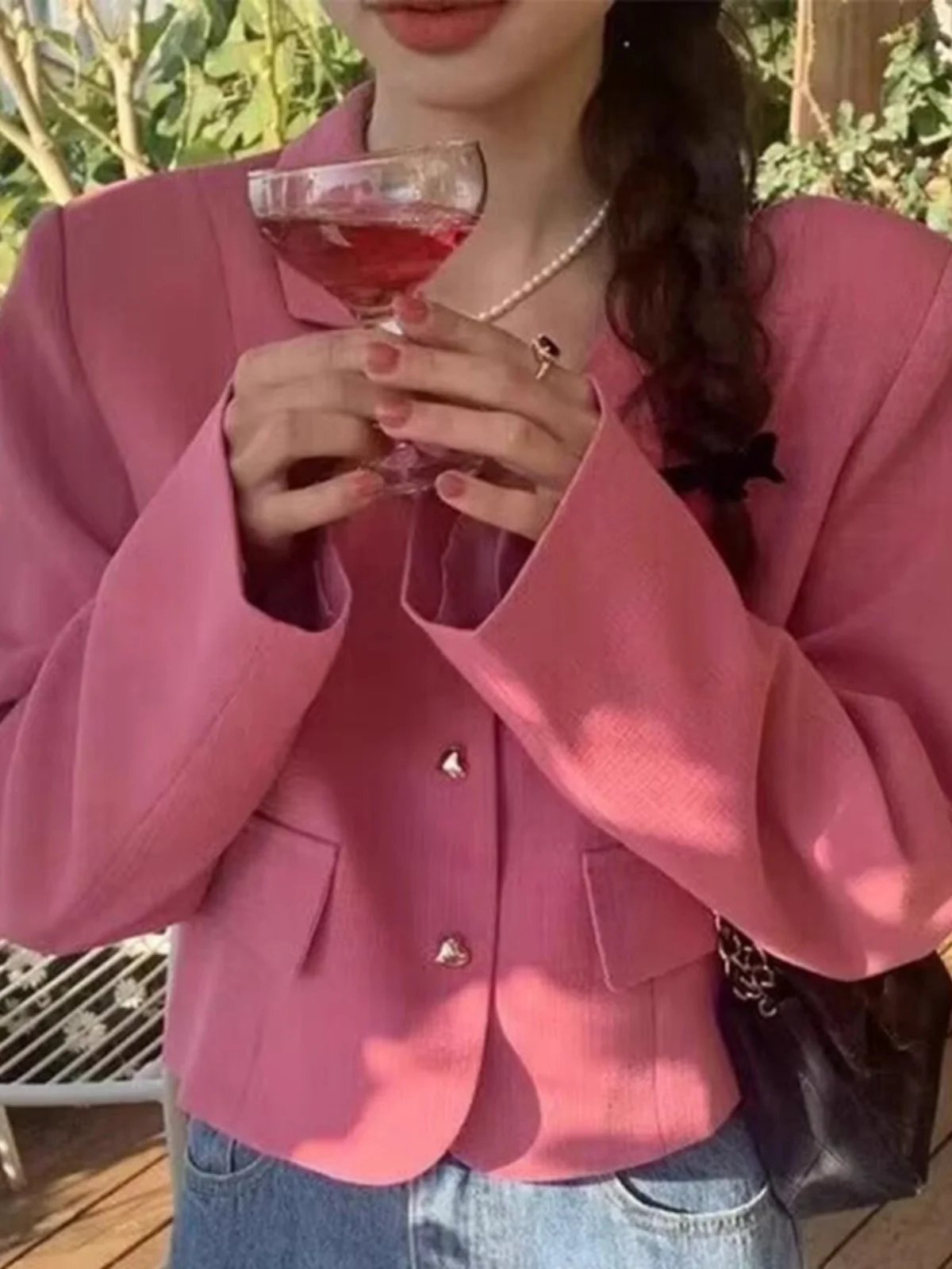 

Chic ort Svel Women's Jaet Thin Long Sve Suit Collar Single Button Loose Fit Design Spring Summer Autumn Outerwear