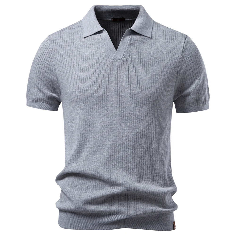 AIOPESON Old Money Polo Shirt Men's Solid Color Classic Breathable Elegant Casual Luxury Polo Shirts for Men