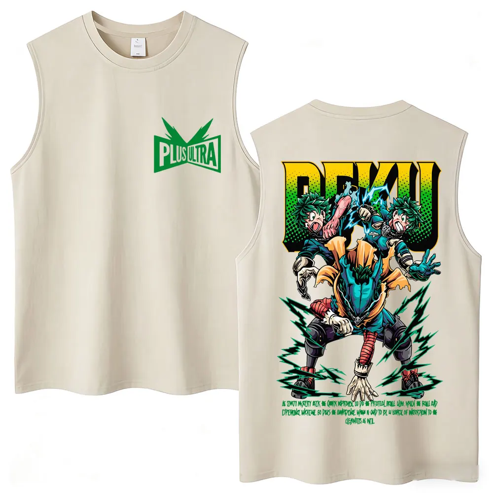 Washed My Hero Academia Katsuki Bakugo Tank Tops Men Women Fashion Popular Vests Oversized 100% Cotton Summer Sleeveless T-Shirt