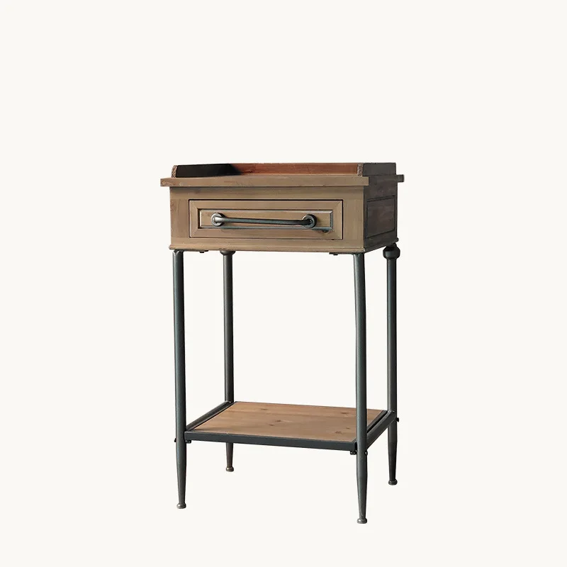 American loft style retro old storage table industrial style wrought iron storage table sofa edge bed and breakfast decoration c
