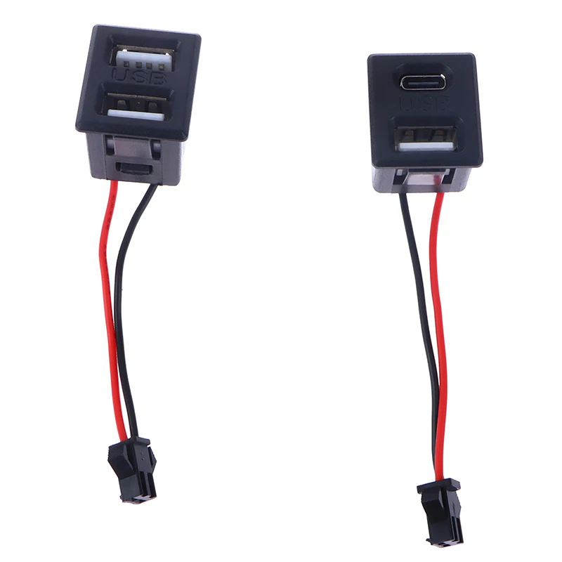 New 1Pc Double Layer USB Female Base Type-c Socket Female USB Lamp Charging Socket Power Socket with Cable Connector