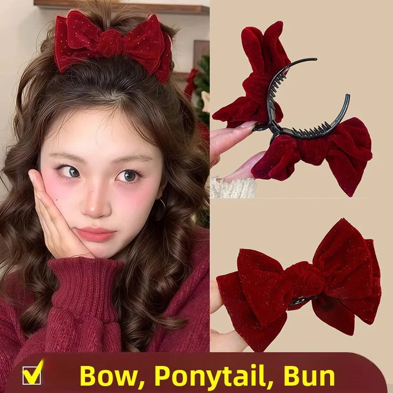 

Красная заколка-узел для волос женская, для высокого хвоста, аксессуар для прически, акриловый материал