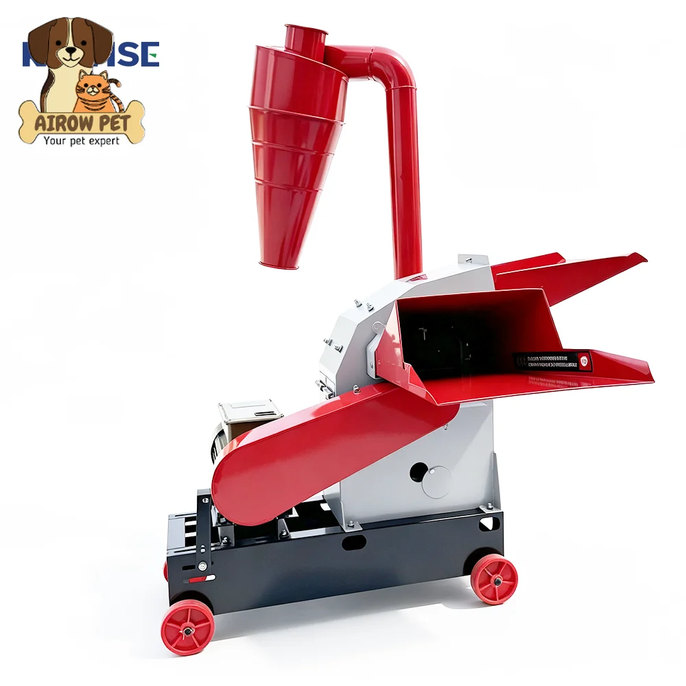 AIROW Dual Inlet Electric Hammer Mill Crusher for Grain and Dry Forage Grinding on Poultry Pig and Cattle Farms
