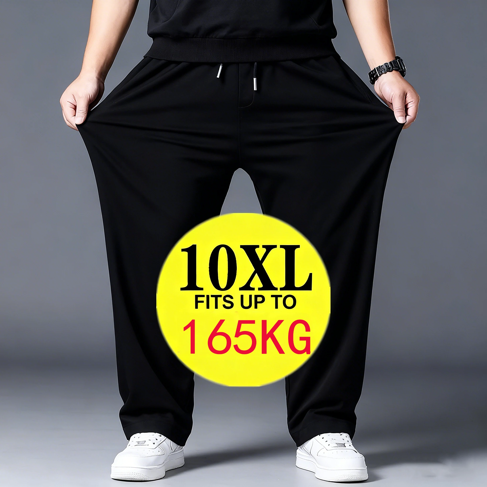 Мужские мешковатые брюки-джоггеры больших размеров 3XL-10XL с эластичной резинкой на талии, быстросохнущие мягкие повседневные спортивные штаны для больших и высоких повседневных одежды для отдыха
