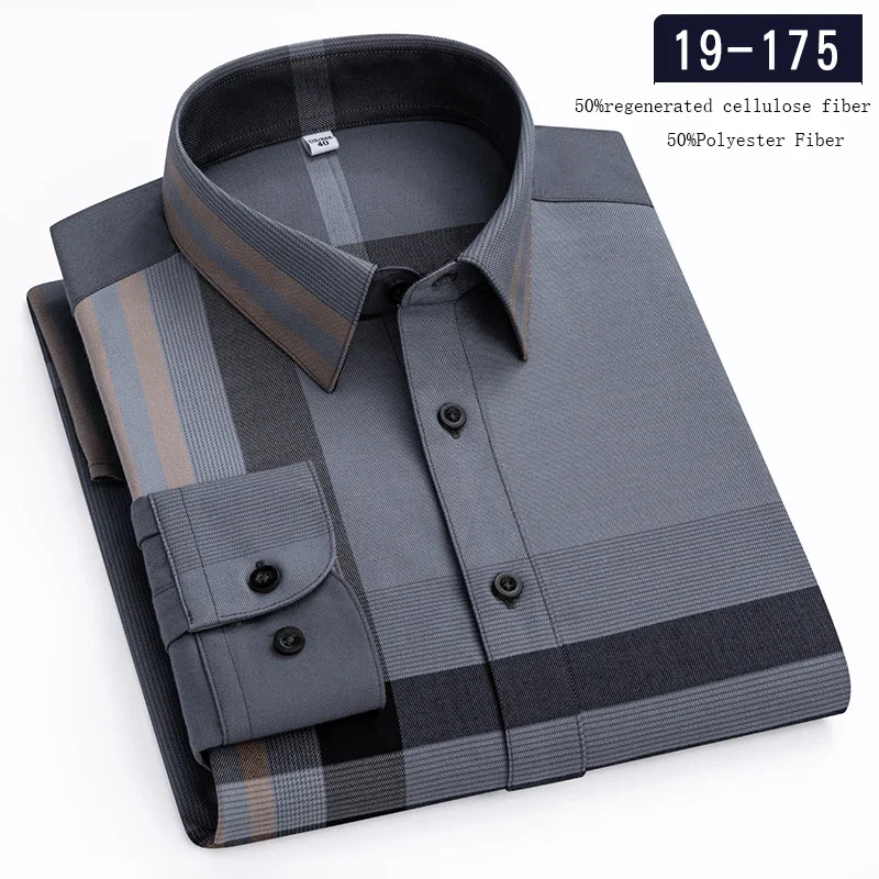 Luxury hight qulity England Style long-sleeve shirts for men slim fit casual shirt plaid elegants clothes desiger office tops