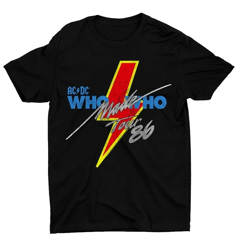 

2025 Classic Bolt Logo ACDC Band Punk Rock American Retro High Street T-shirt, High-quality Luxury Brand Best-selling Popular