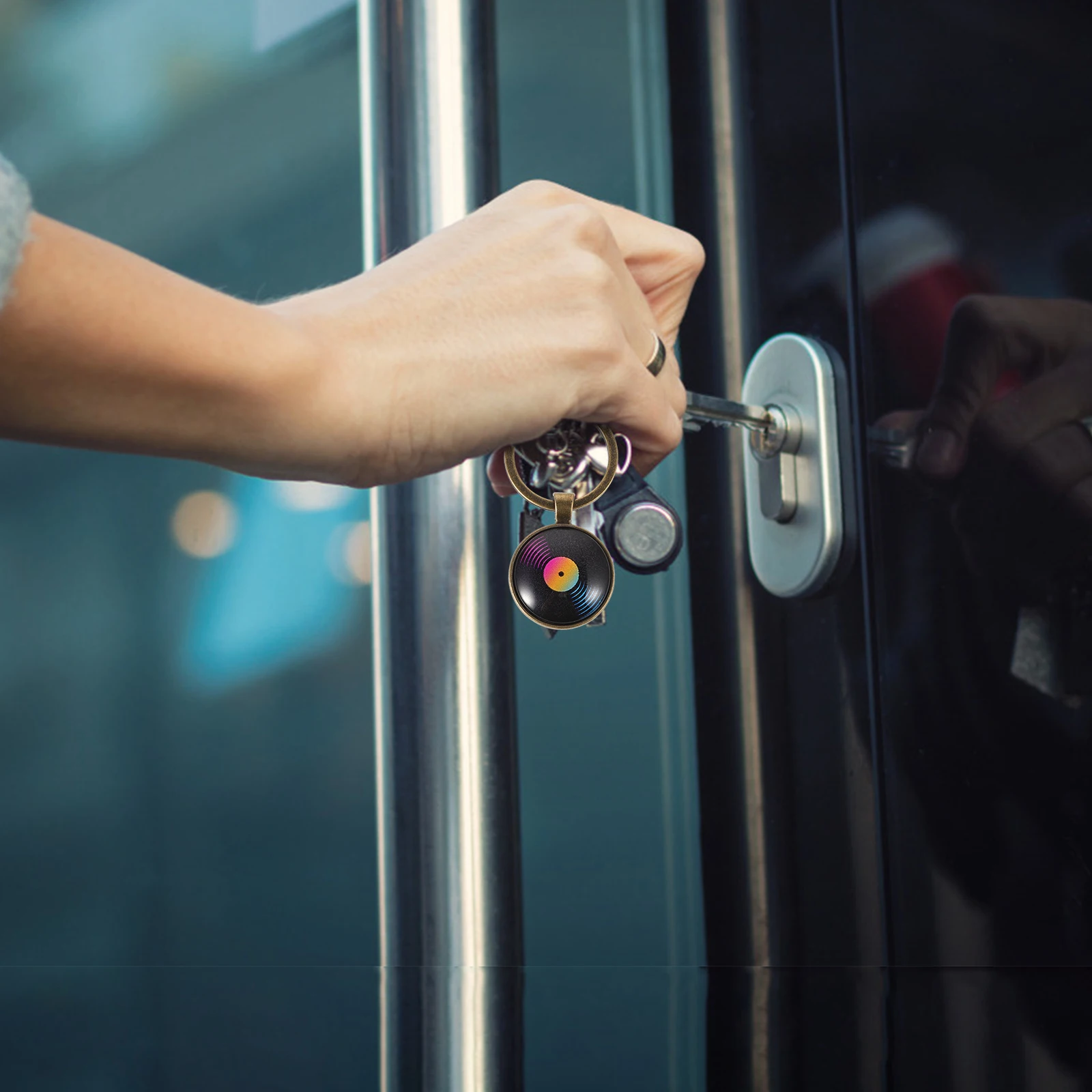 

Vinyl Record Keychain Bag Charms Pendant Decor Exquisite Zinc Alloy Decoration Ring