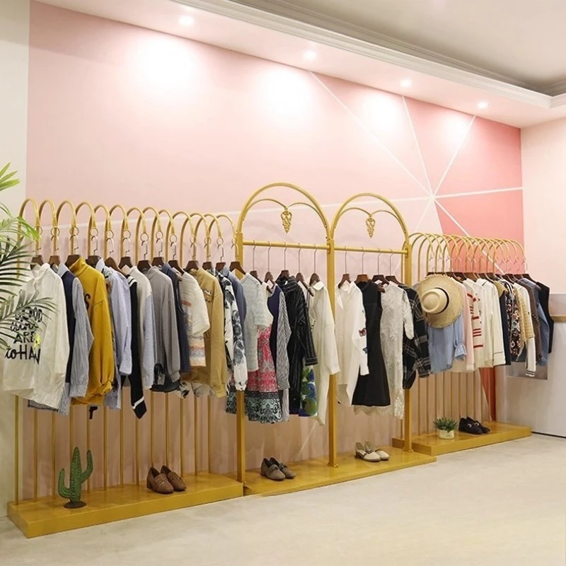 고급 웨딩샵 진열대, 바닥부터 천장까지의 의류 매장 진열대, 골드 스페셜 스튜디오 드레스 진열대