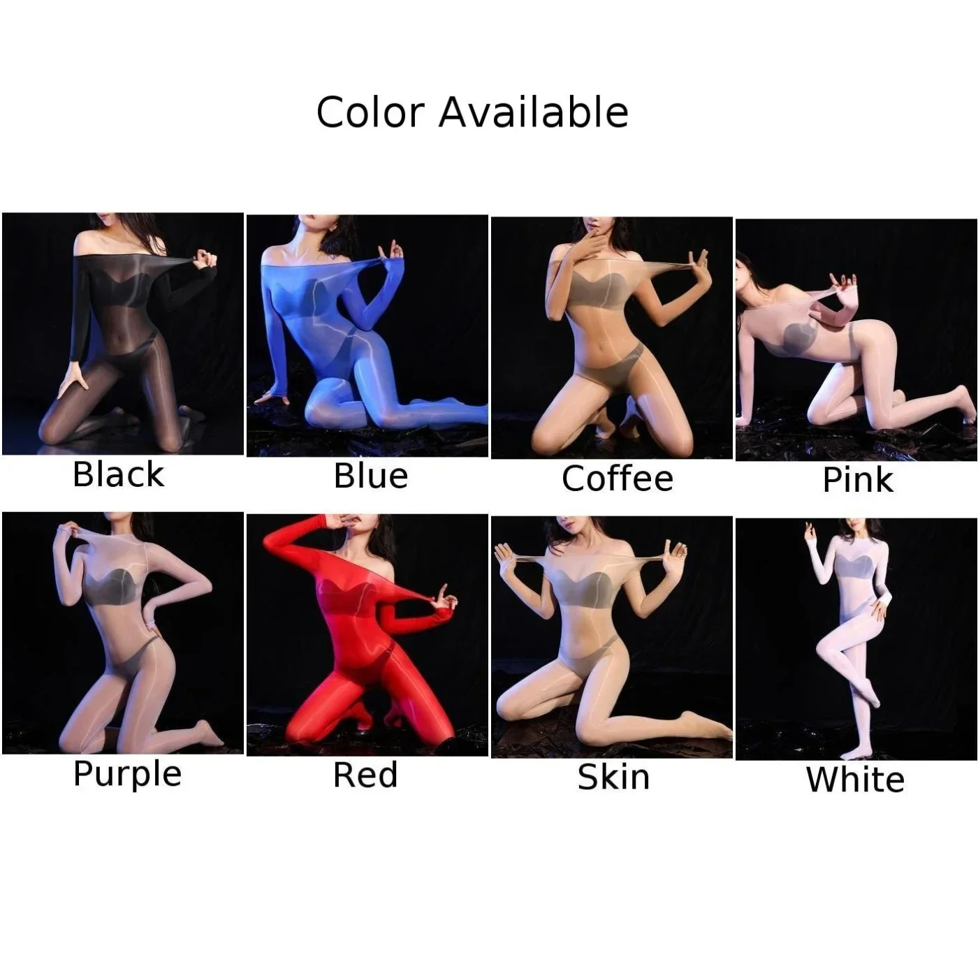 Stoking ketat seksi pria Jumpsuit tipis berkilau minyak seluruh tubuh Bodysuit stoking tubuh penuh Super elastis pakaian klub malam mulus