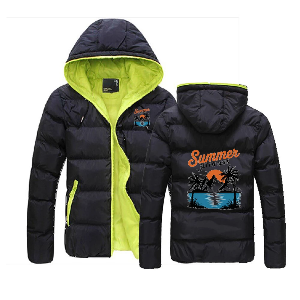 Jaqueta Masculina de Algodão com Capuz, Confortável e Estilosa, Nova Coleção Outono Inverno 2026, Estampa Summer Set Off Again, Seis Cores, Sucesso de