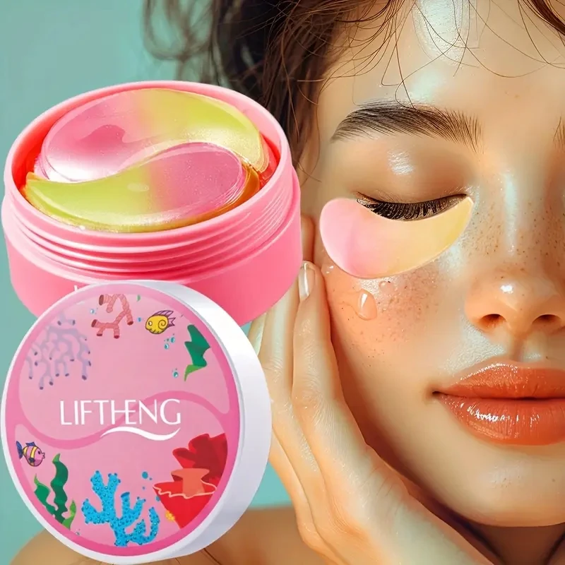 60 unids/caja algas marinas Sakura cristal colágeno máscara de ojos antiarrugas ojeras hidratante antienvejecimiento parches para ojos cuidado de la piel