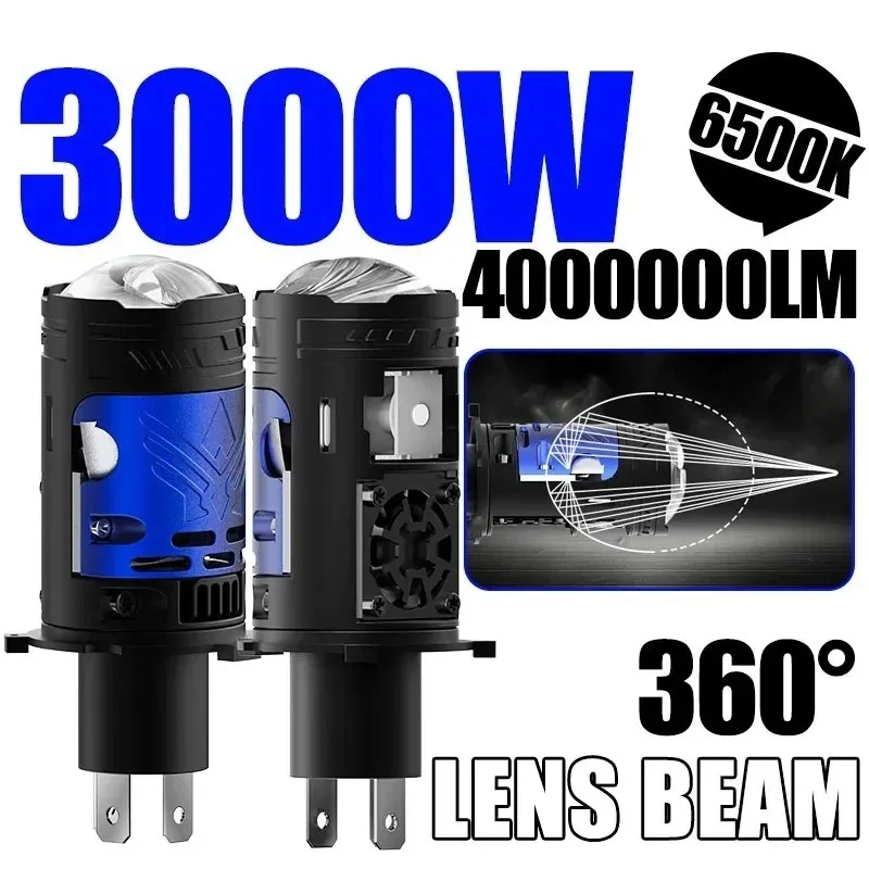 

XTG H4/HB2 Projector LED Car Headlight Bulb Lens 4000000LM 3000W Canbus Turbo Fan Auto Bulb High Low Beam Light Fog Lamp 12/24V