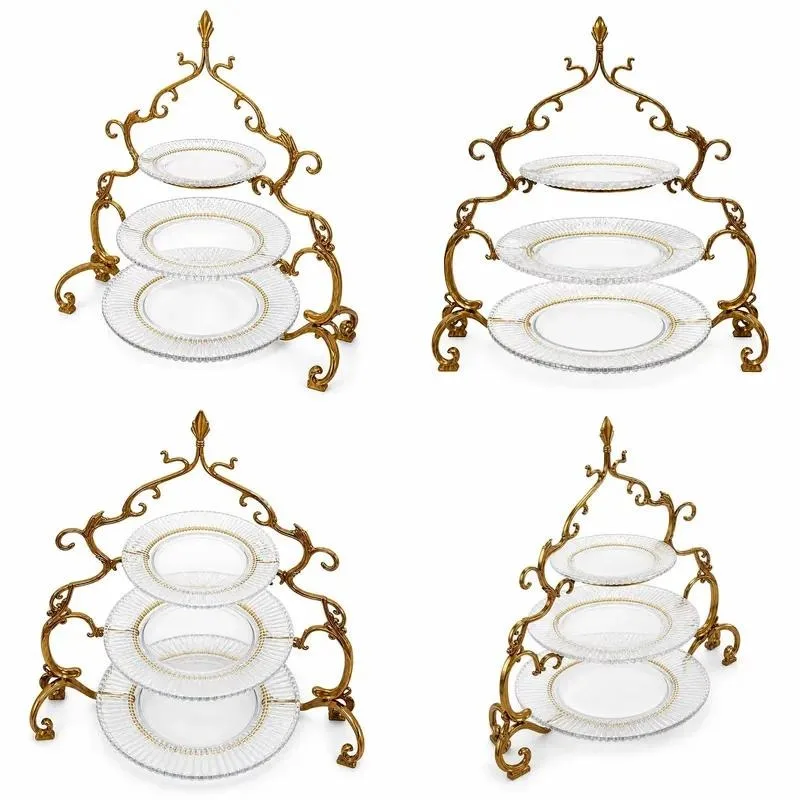 Personalized fruit plate, made of brass and transparent glass decorated in Nordic style suitable for reception desks and