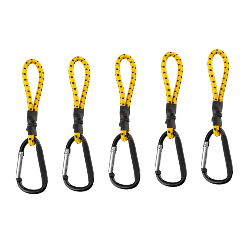 652F 5pcs Tent Fixing Bungee Cord Versatile Elastics Rope Strong Load Bearing Hook with Quickly Attach Carabiner Clip