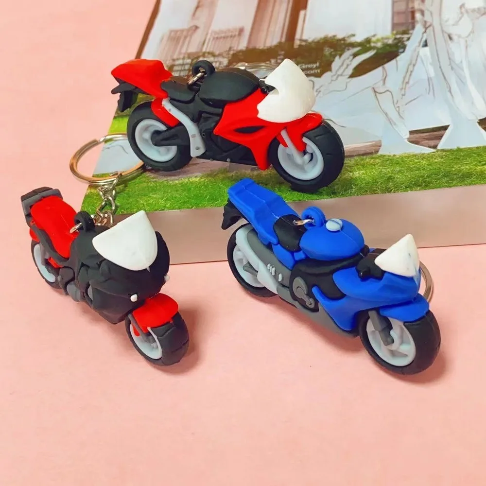 Cartoon Motorcycle Model Keychain Creative Cool Motorcycle Gift Key Ring Holder Mini Children's Schoolbag Pendant