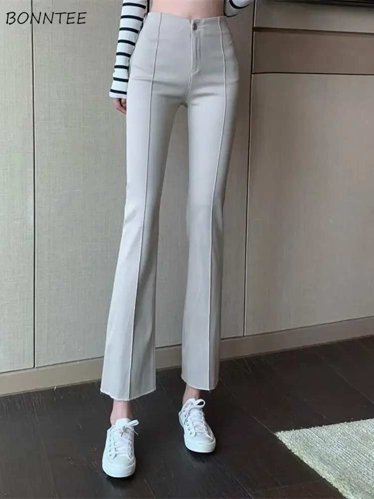 

Flare Pants Women Solid All-match Korean Style Spring Skinny Ankle-length Ladies Casual Temperament Fashion Ulzzang High Waist