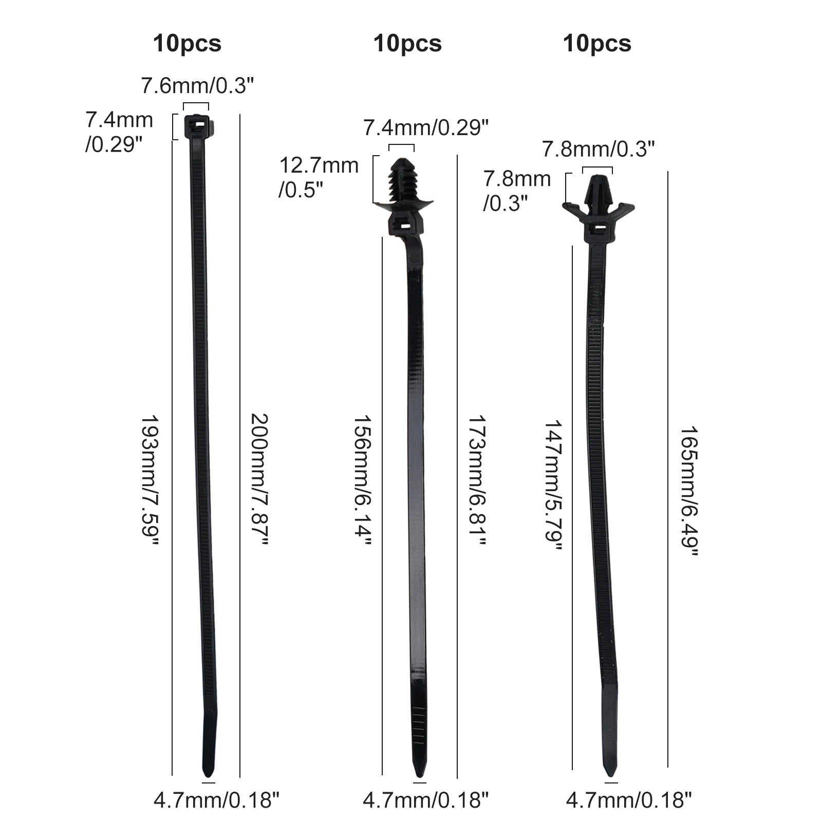 Automotive Cable Ties Cable Zip Tie Kit Workshop Garage Self-locking Design High Toughness Heat Resistance Strong Locking