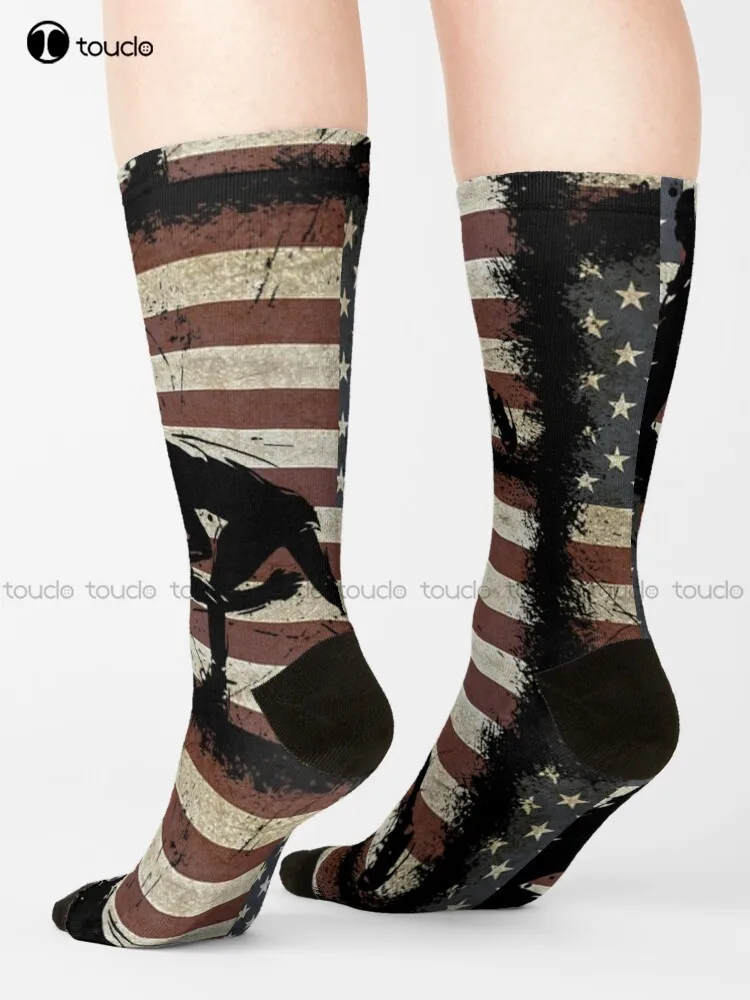 Vintage Wrestling Wrestle American Flag Usa Distressed Gifts  Socks Mens Soccer Socks Cartoon Street Skateboard Socks Streetwear