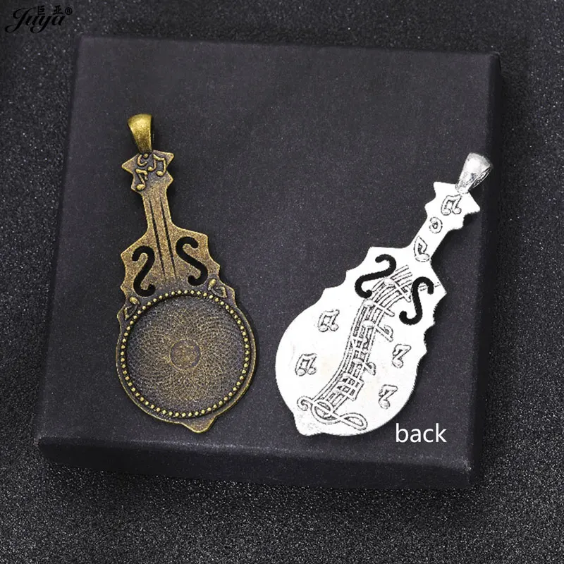 10 teile/los 25mm Cabochon Basen Gitarren form Vintage Anhänger Tablett Charme für DIY Schmuck Herstellung Handwerk Ergebnisse Zubehör – Detail 6