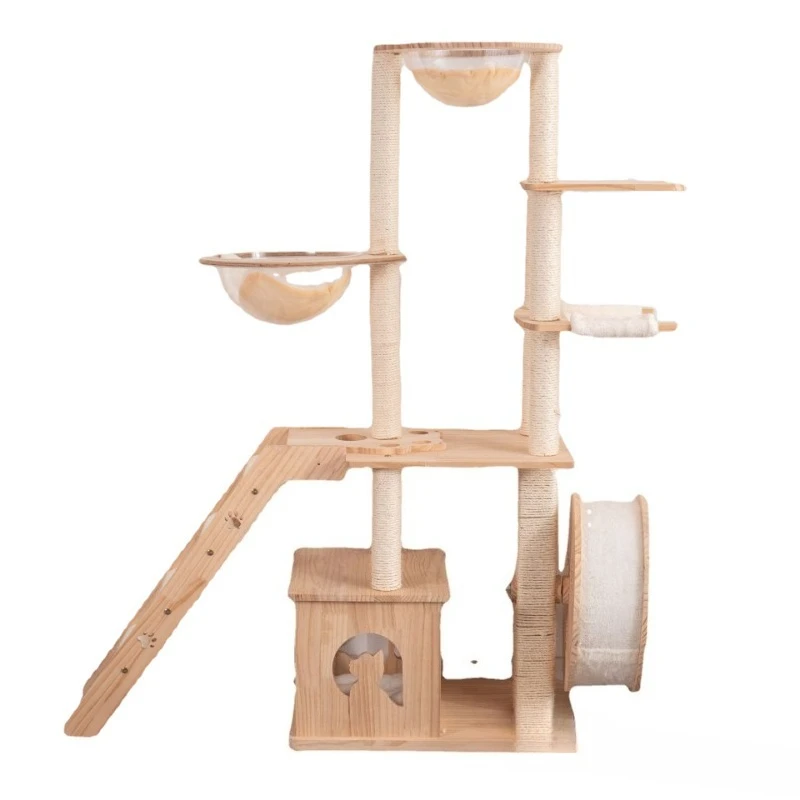 Wooden litter  tree integrated cat climbing frame treadmill space capsule cat litter