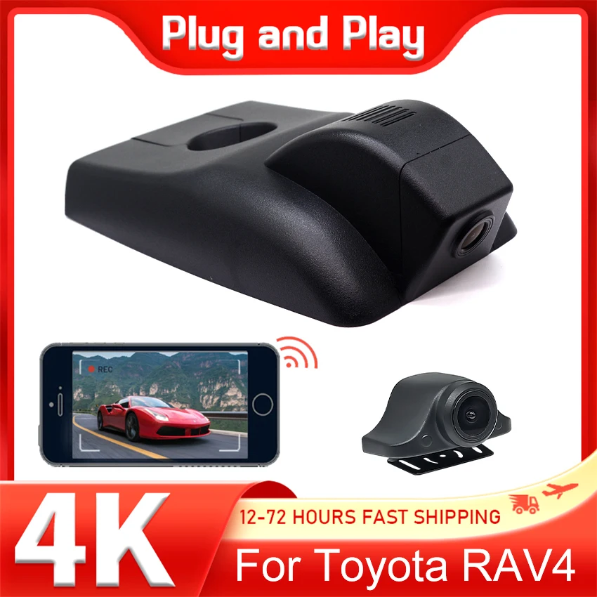 New! Plug and play Dash Cam WIfi Car DVR For Toyota RAV4 GXL Hybrid 2016-2025,Dual Lens With &APP Control 4K Dashcam