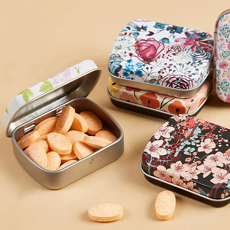 1Pc Mini Tin Box With Lid Portable Colorful Sealed Jar Rectangular Tinplate Cases Candy Pill Jewelry Storage Box Container Cans image 2
