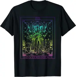 Bogini Hecate karty do tarota potrójny księżyc czarownica Hekate koło t-shirt wysokiej jakości 100% bawełna krótki rękaw