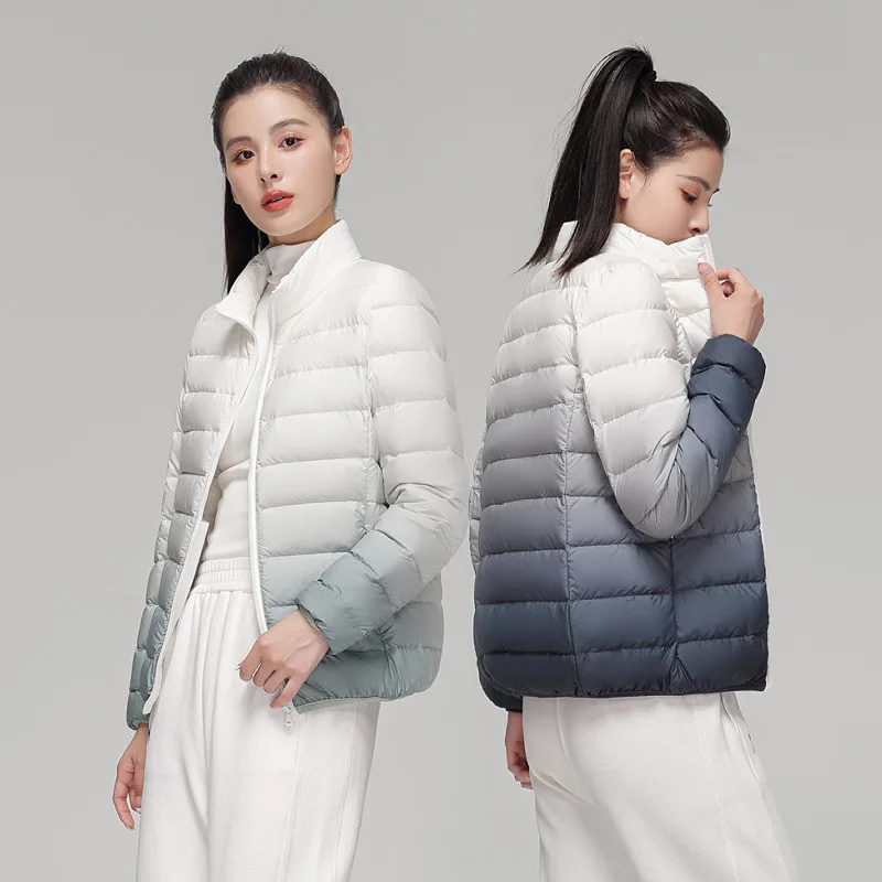 Veste à col montant ultra légère pour femme, coupe couvertes dégradée, 90% duvet de canard, maintien au chaud, mode hivernale, 03/Sports