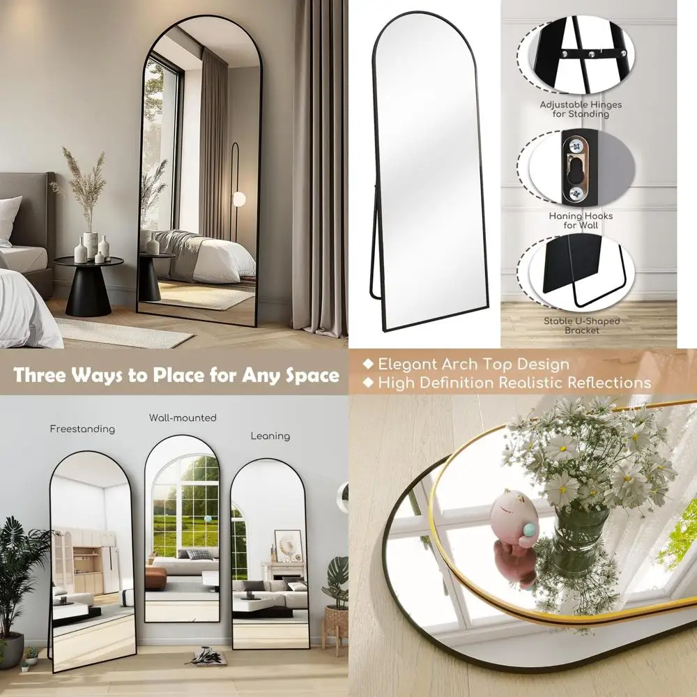 Moderne vloerstaande spiegel over de volledige lengte, frame van 71x30 aluminiumlegering, vrijstaande wandspiegel voor moderne lichaamsreflectie