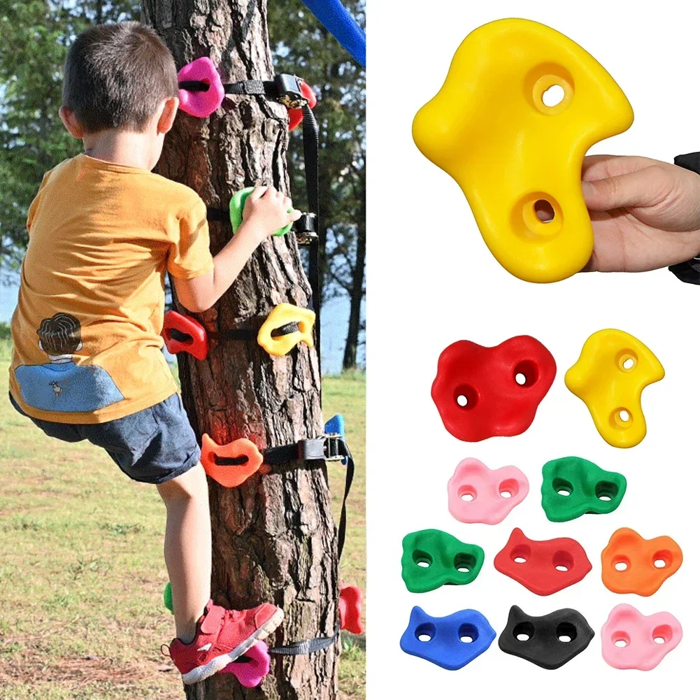 

10pcs Kids Plastic Rock Climbing Wall Holds Games Indoor Outdoor Climbing Stones Set Playground DIY Rock Stone Wall Random Color