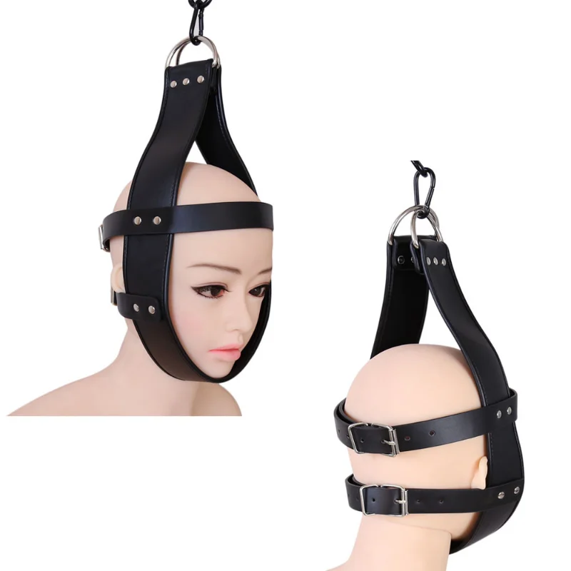 PU Leather Hanging Suspension Handcuffs Wrist Harness Head Hood D Ring Restraint Headgear BDSM Roleplay Game Sex Toysjavascript: