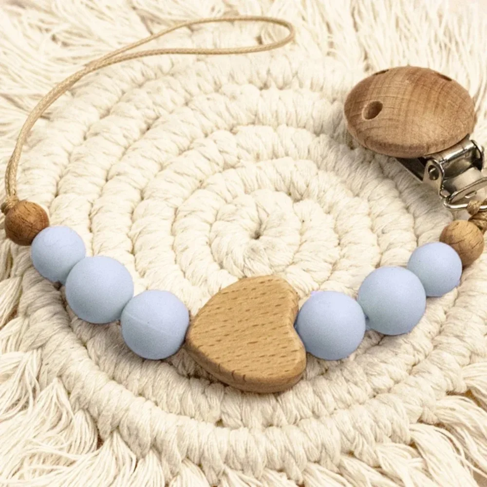 

Высококачественные силиконовые зажимы для соски, легкий противоскользящий прорезыватель для прорезывания зубов, деревянный подарок, держатель для соски, цепочка для новорожденных