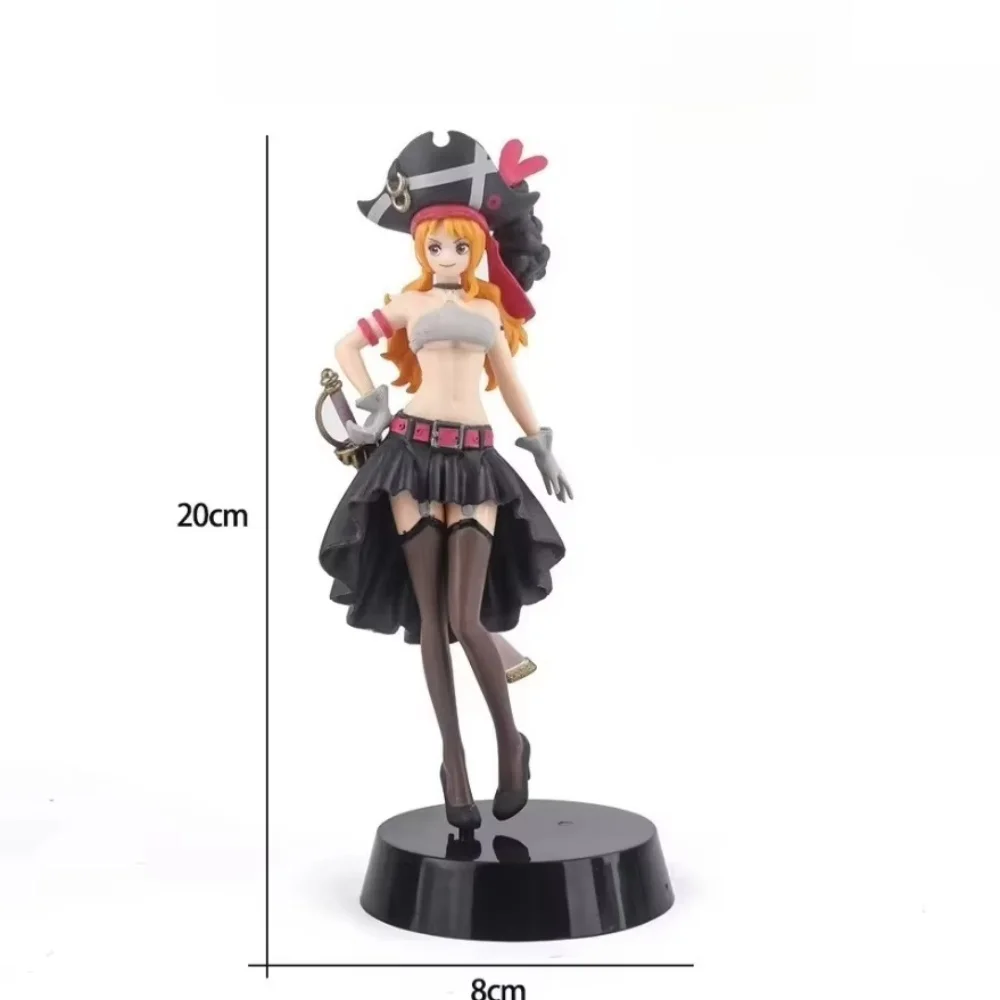 20CM Anime Nami Actionfigur mit schwarzer Kleidung aus ONE PIECE FILM RED, Anziehfigur aus PVC, Sammlermodell, Spielzeug, Kindergeschenk