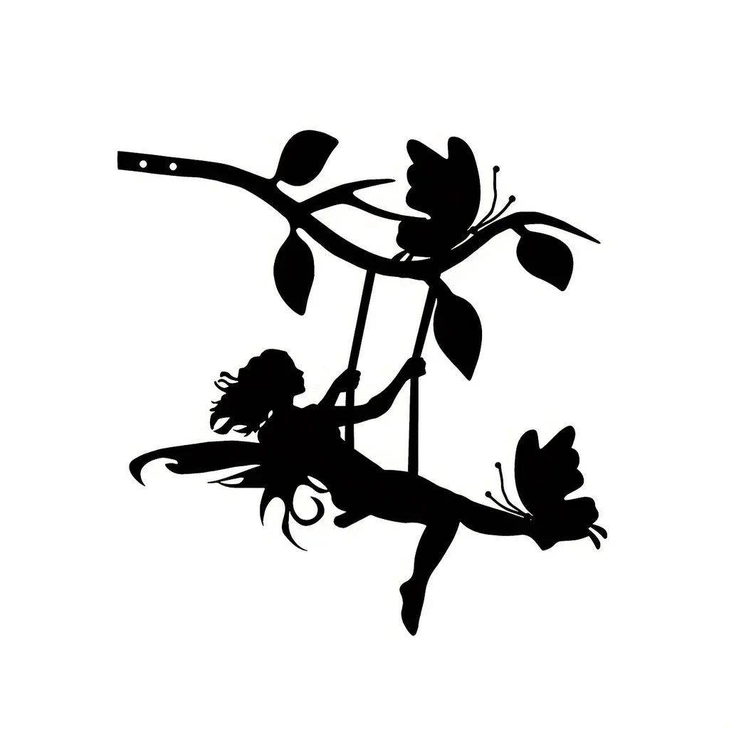 

Metal Iron Swing Elf Branch Steel Silhouette Wall Art Home Outdoor Garden Yard Patio Statue Stake Decoration Garden Party Decor