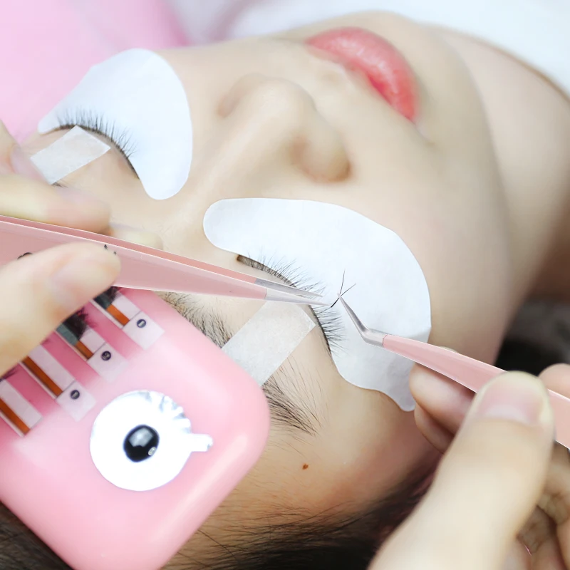 Pinças de aço inoxidável para extensões de cílios, cílios postiços, pinças 3D Lash Extension, ferramentas de maquiagem de alta precisão