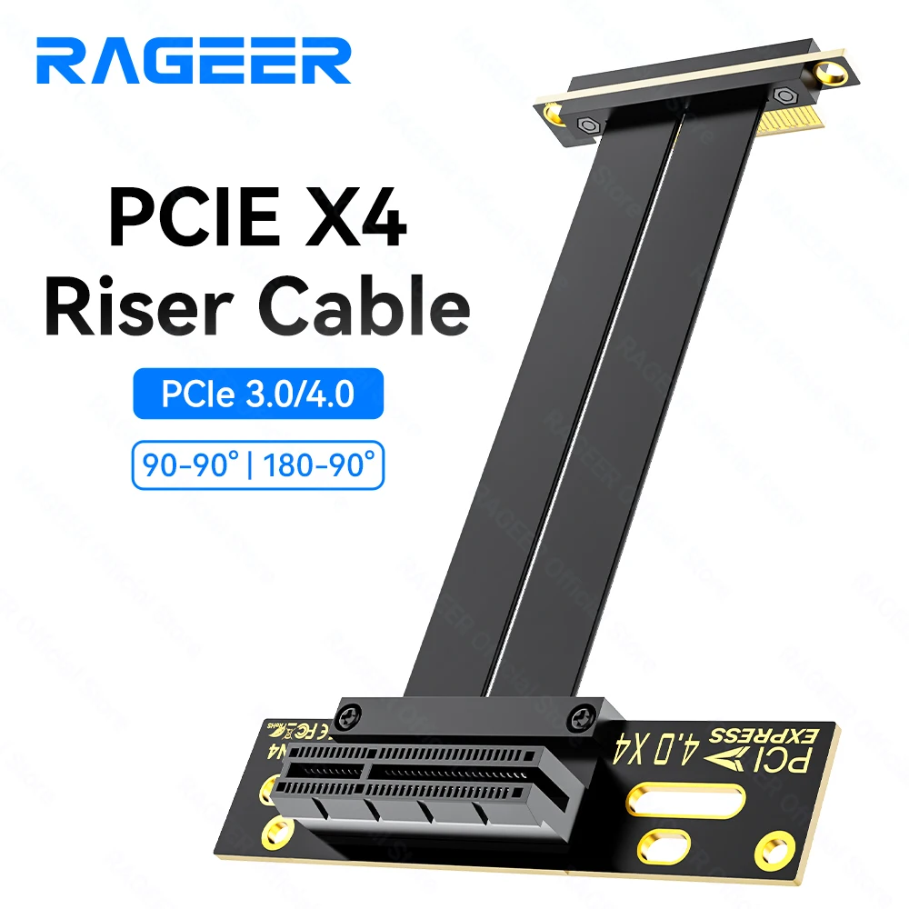 RAGEER PCIe 4.0 X4 Riser Cable Fast Transmission Speed High stability for Server Chassis Adapters Card,etc Riser 180-90/90-90