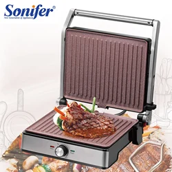 BBQ Electric Contact Grill Griddle And Panini Press Kitchen Barbecue Griddle Smokeless Baking Opens 180 Degree Barbecue Sonifer