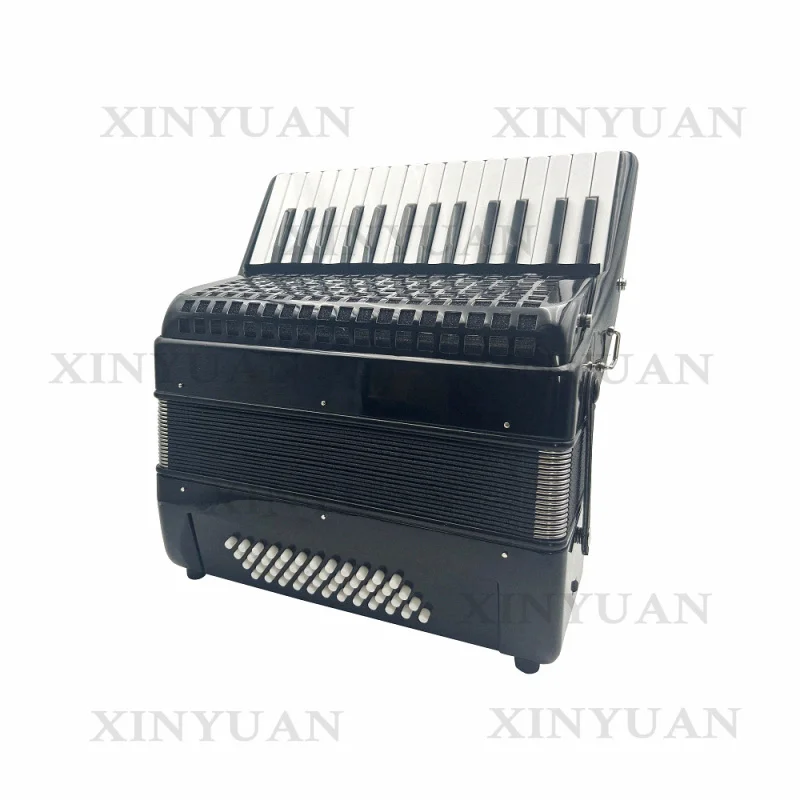 Piano Accordion JP3048A, Chromatic Musical Instrument with 30 Keys, 48 Bass and Black Celluloid Shell