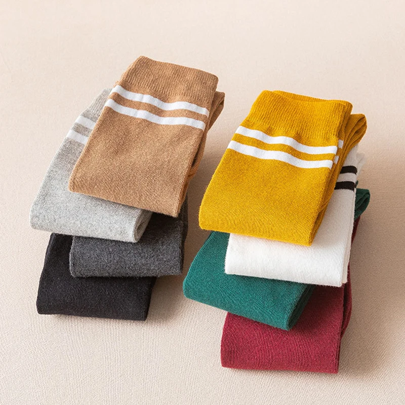 

Женские зимние утепленные гольфы в полоску, выше колена, для женщин и девушек, тонкие, до колена, в стиле JK