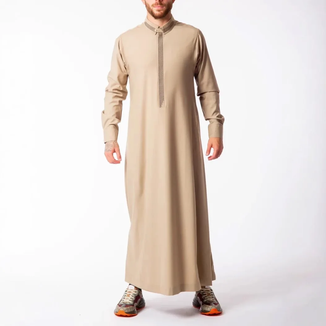 

2026 New Long-sleeve Embroidered Men's High-quality Clothing With Pockets Robe Abaya Ramadan Dubai Luxury Islam Elegant