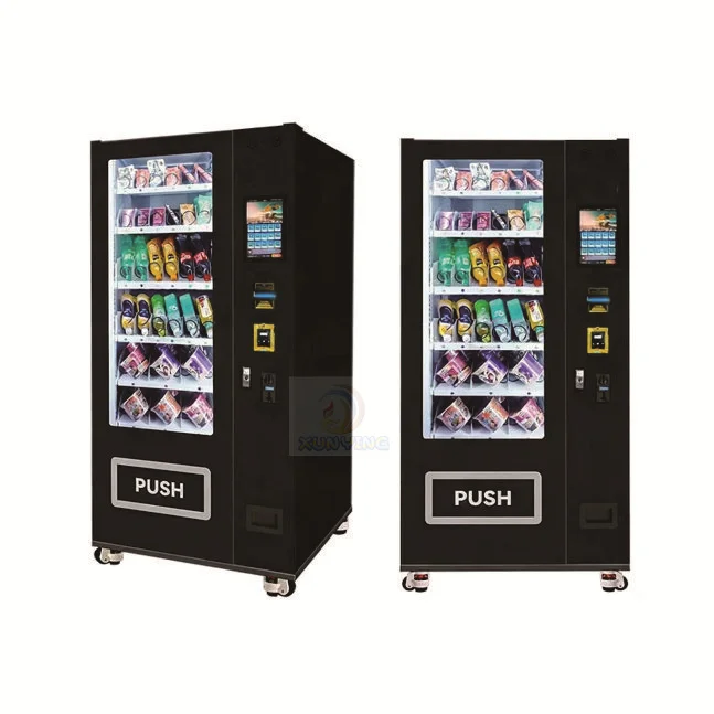 Smart Vending Machine, Snacks Drinks Water Bottles, Touchscreen Card Reader, 4 in 1 Combo, Automatic Dispenser