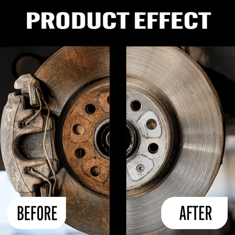 Brake disc cleaner and rust remover. Effectively removes rust, residue, and deposits from brake discs.