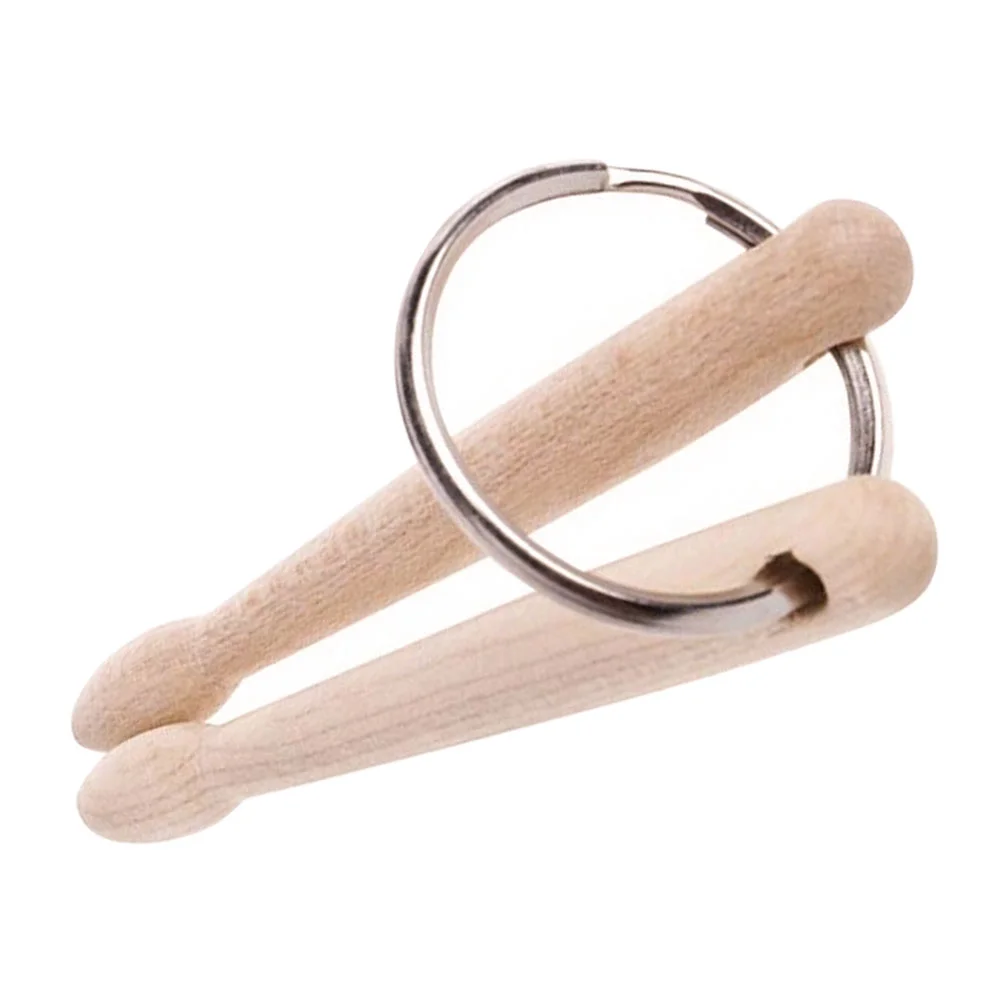 Drumstick Keychain Ring Pendant Wooden Fashion Design Ornaments Creative Gifts Rings