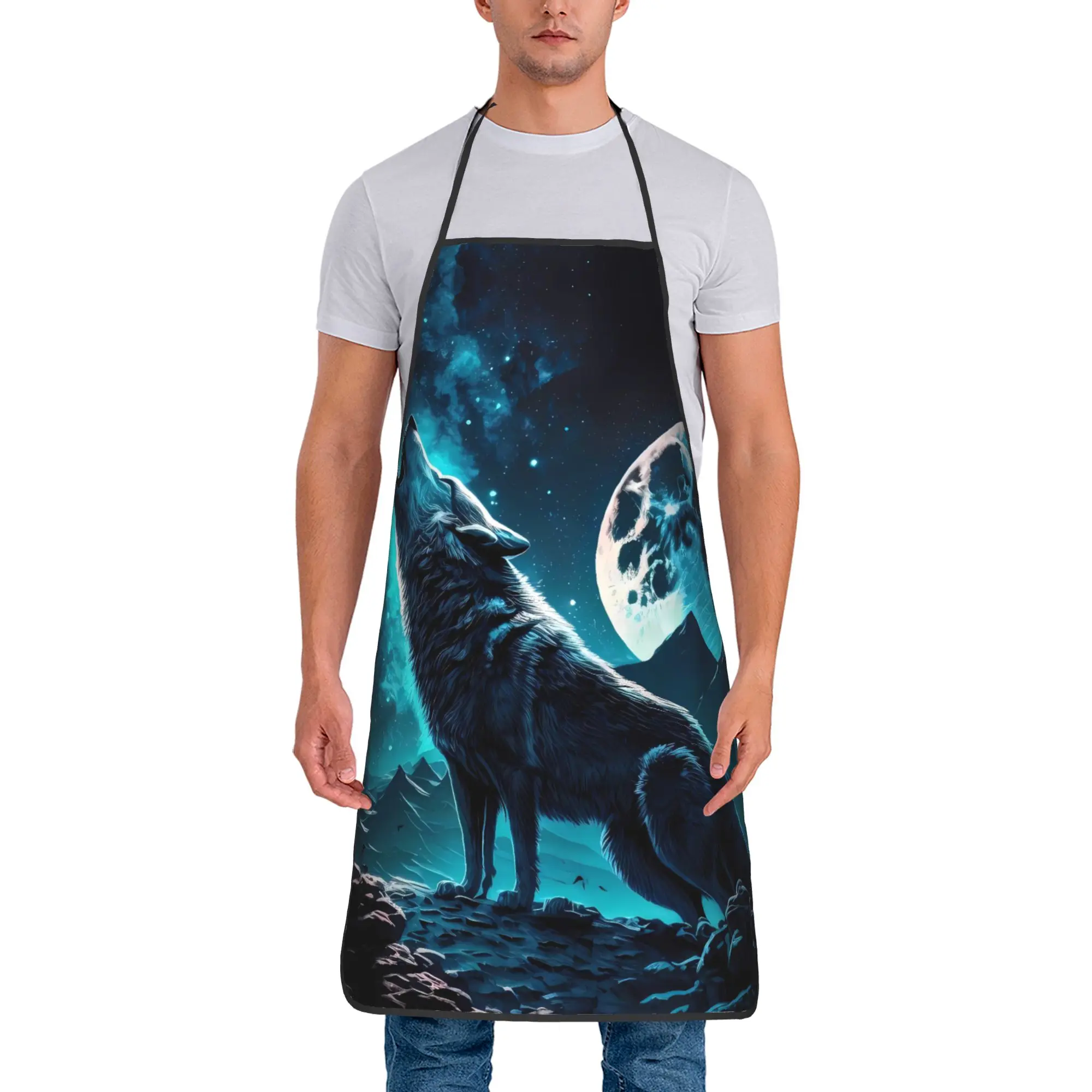 

Фартук с изображением волка, для взрослых, для дома и кухни, модный, без карманов