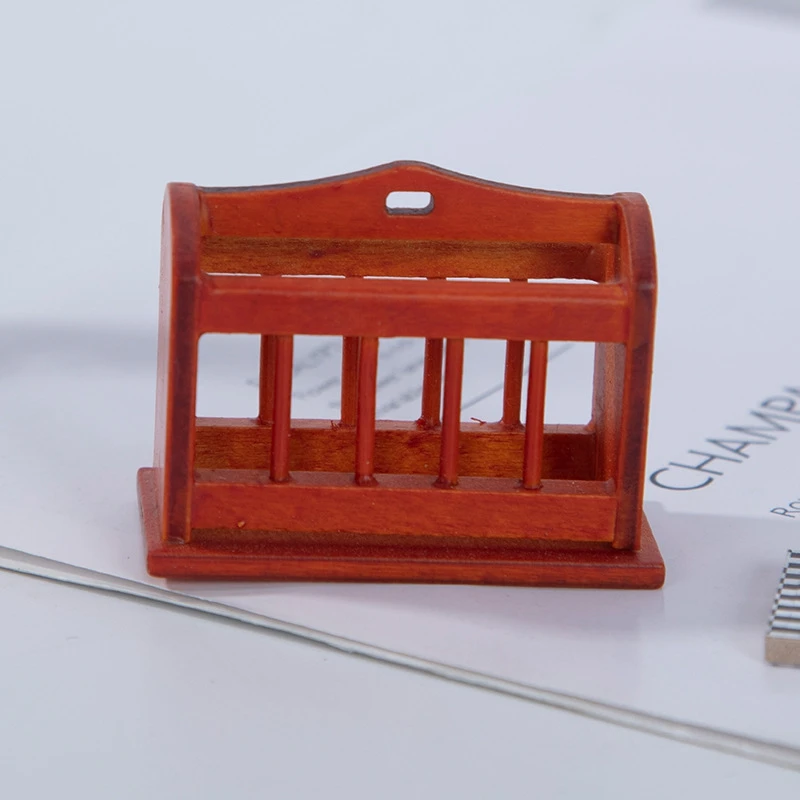 FBIL-1/12 Dollhouse Miniature Display Shelf Wooden Newspaper Magazine Rack For 1/12 Scale Doll House Decorations