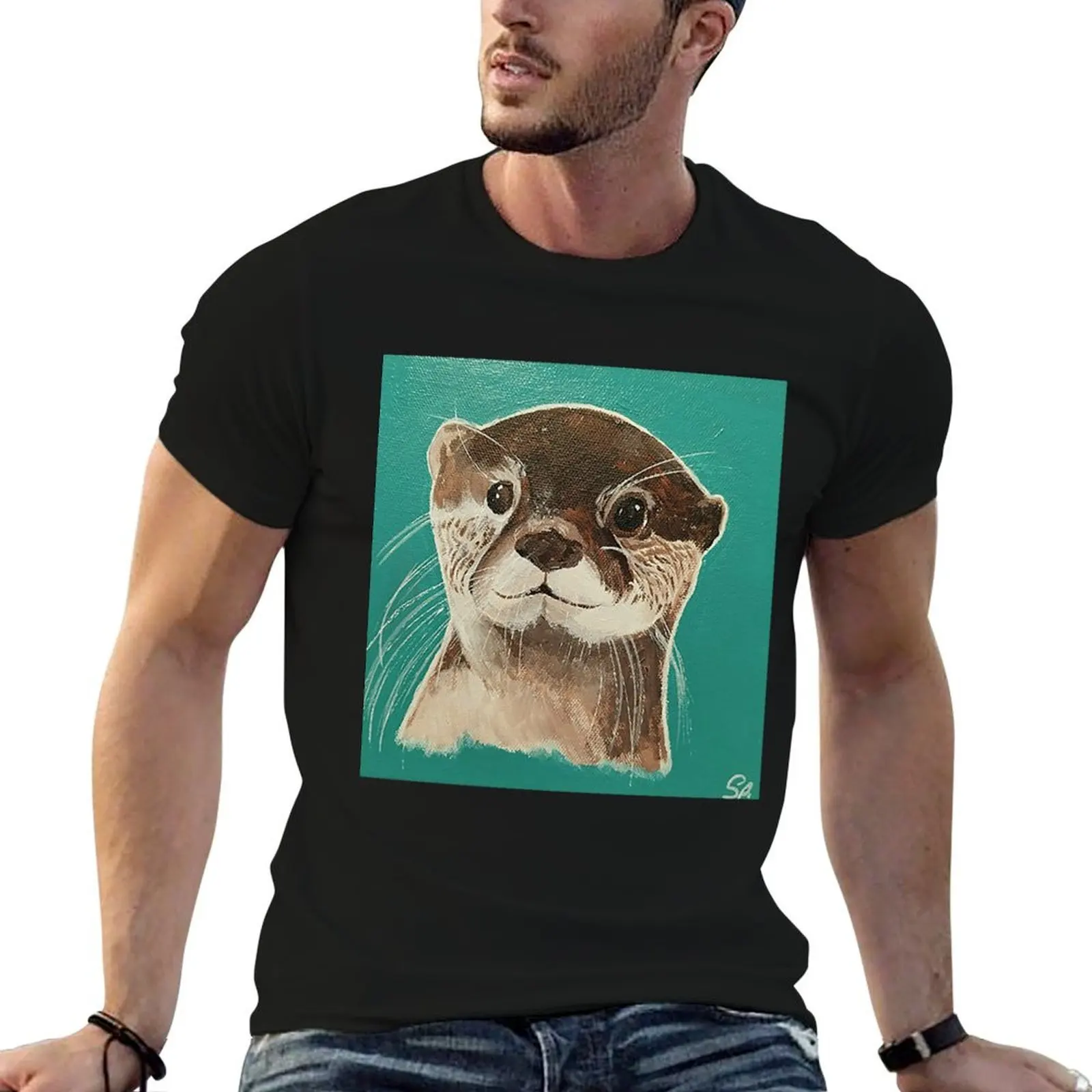 

100% t cotton funny man tshirt for shirts t man Ollie cotton Otter cotton T-Shirt heavy shirt